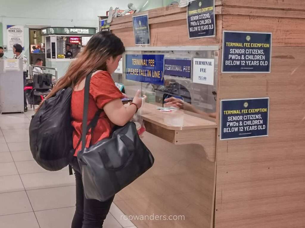 Paying Terminal Fee at Cebu City Ferry Terminal, Philippines - RooWanders