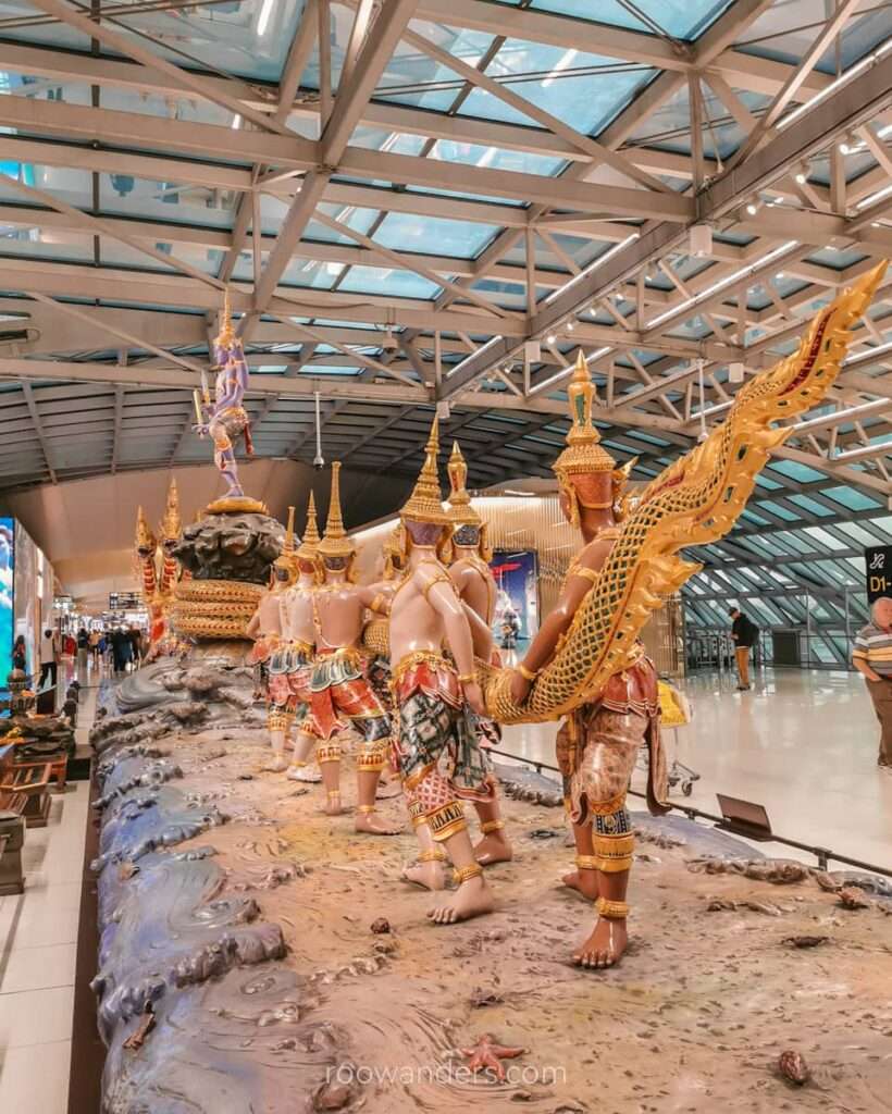 Bangkok BKK Airport Churning of the Milk Ocean, Thailand - RooWanders